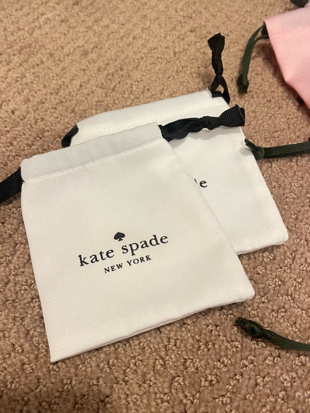 kate spade Pink and White Drawstring Jewelry Pouches - Picture 3 of 3